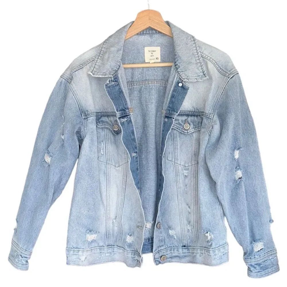 Bridge By Gly For Buckle Distressed Washed Denim Jacket Size XS